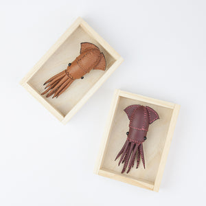Freda Cheung - Leather Handmade Small Red Leather Squid In Wooden Box