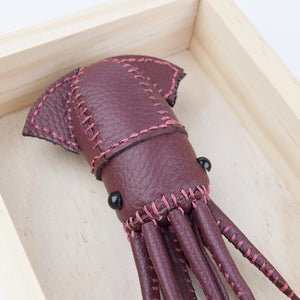 Freda Cheung - Leather Handmade Small Red Leather Squid In Wooden Box