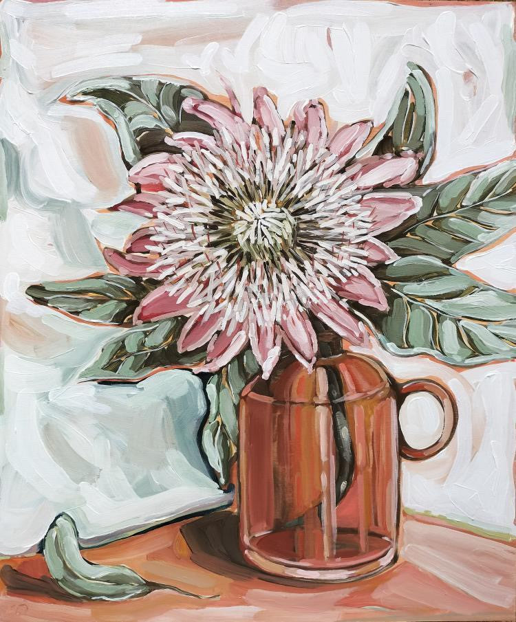Emily Day - King Protea in Amber Glass