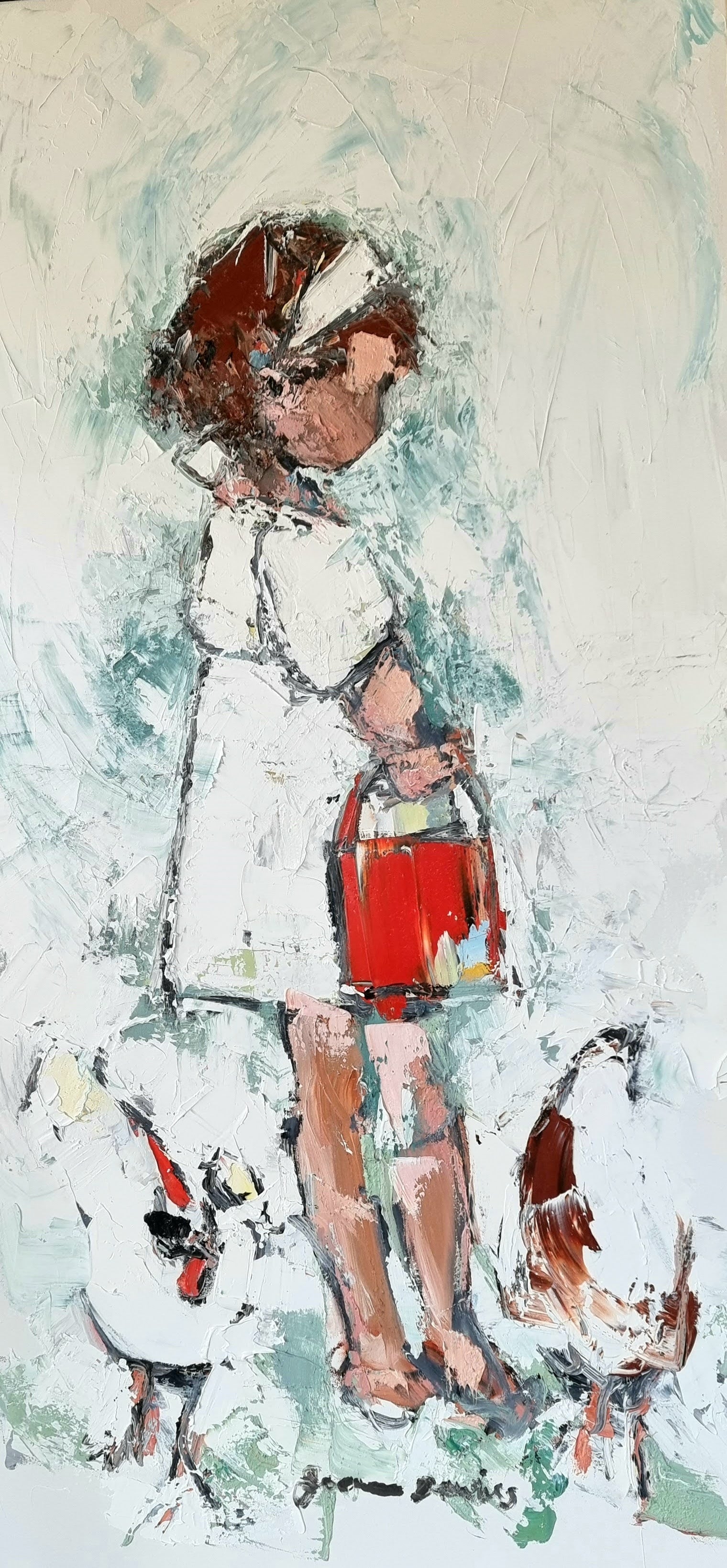 Joanna Davies - Two chooks, red bucket