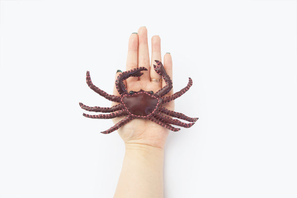 Freda Cheung - Leather Handmade Red Crab Brooch