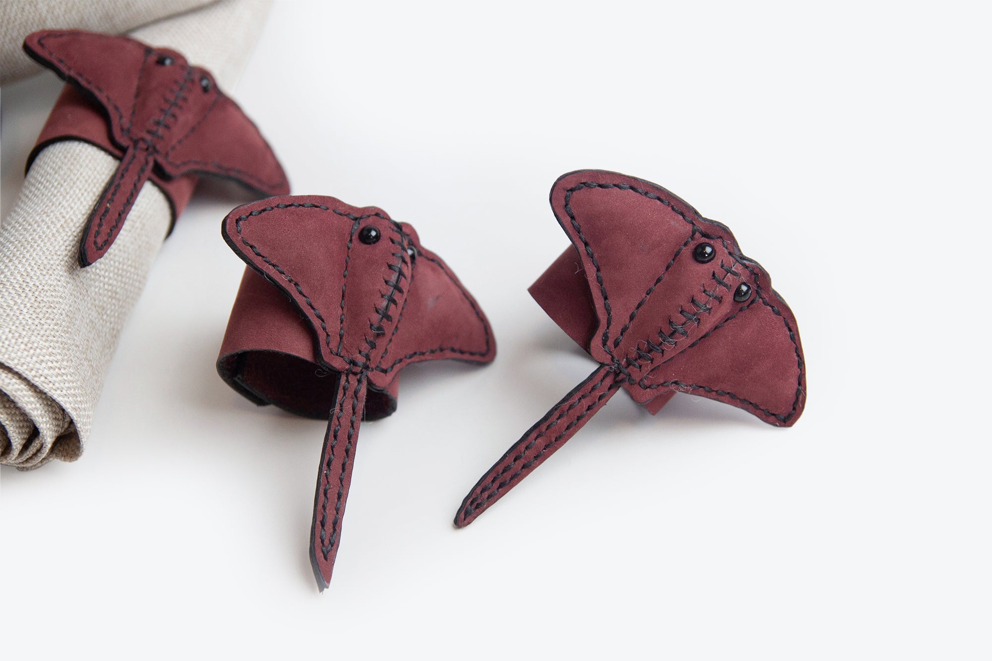 Freda Cheung - Leather Handmade Sting Ray Napkin Rings (set of 4)