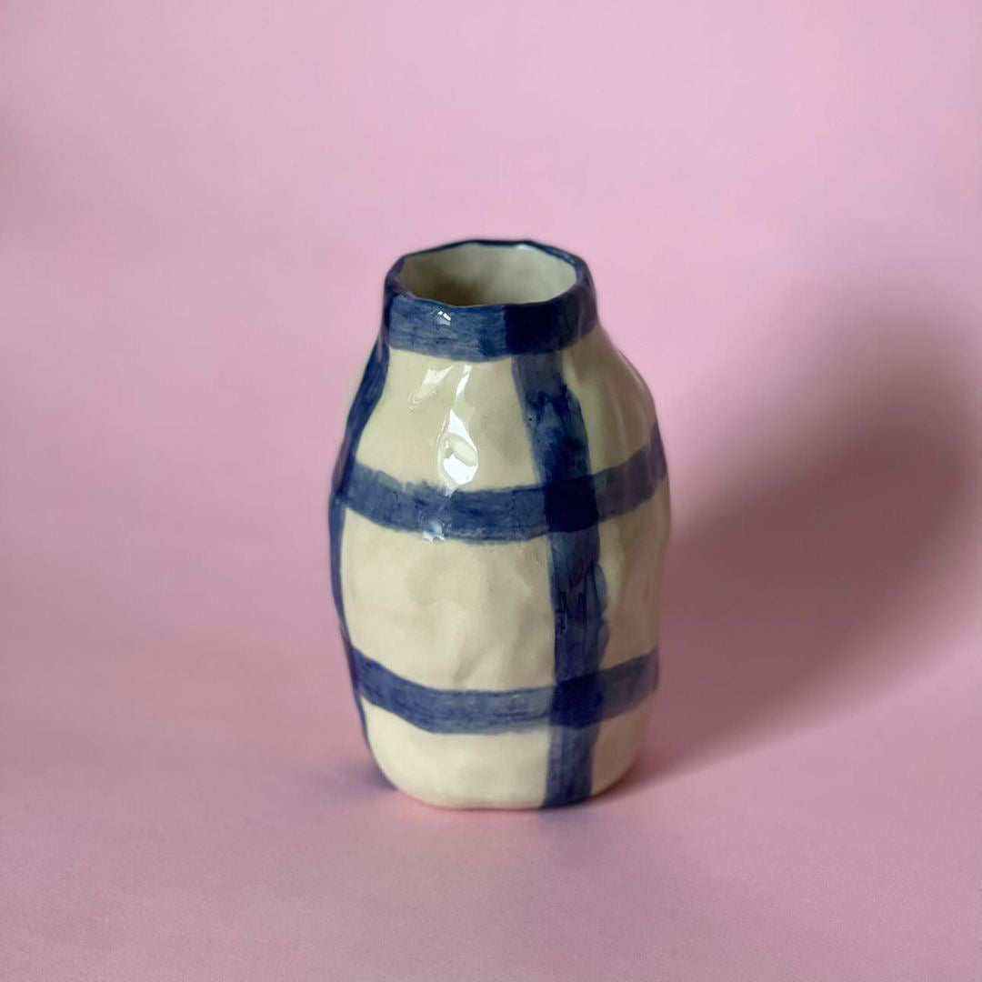 Alessia Emanuele - Navy Gingham Vase