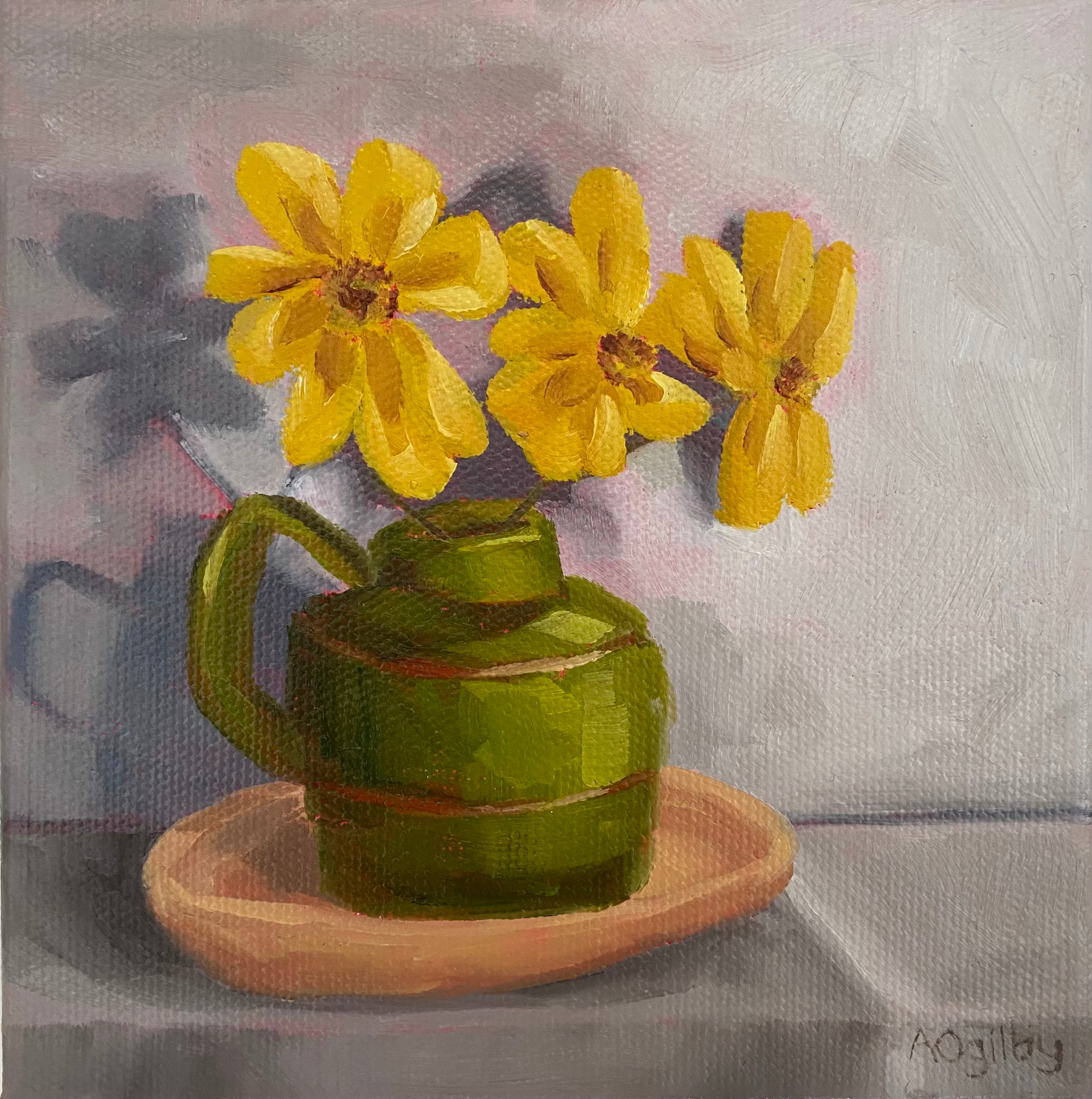 Amanda Ogilby - Sunshine with Green pottery