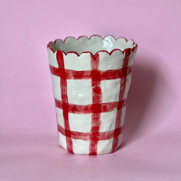 Alessia Emanuele - Large red Gingham Vase