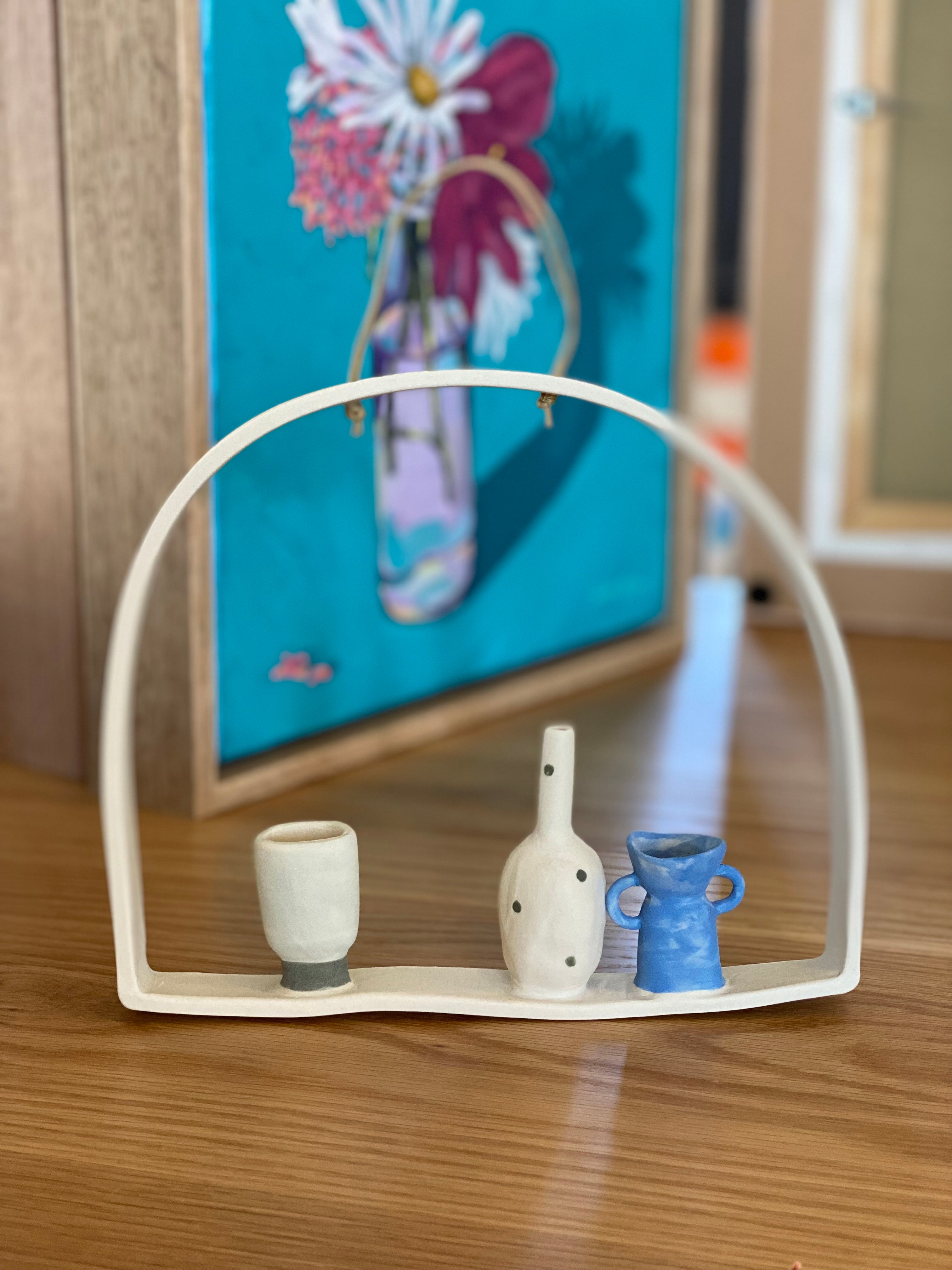 Illy's Wall - Three vase with Green, green spot and blue