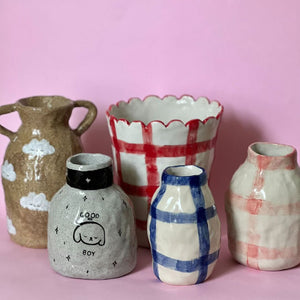 Alessia Emanuele - Pink Gingham Vase