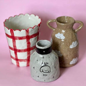 Alessia Emanuele - Large red Gingham Vase