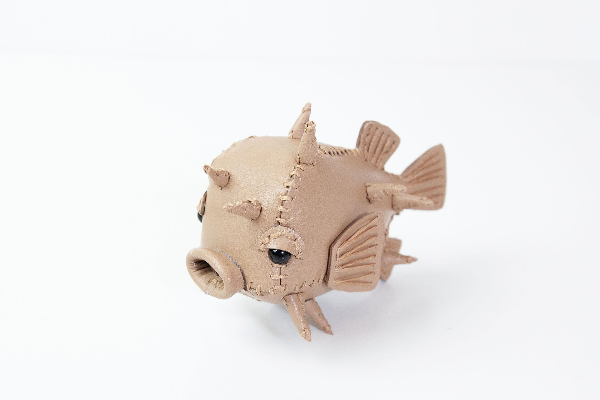 Freda Cheung - Leather Handmade Tortilla Brown Leather Small Puffer Fish